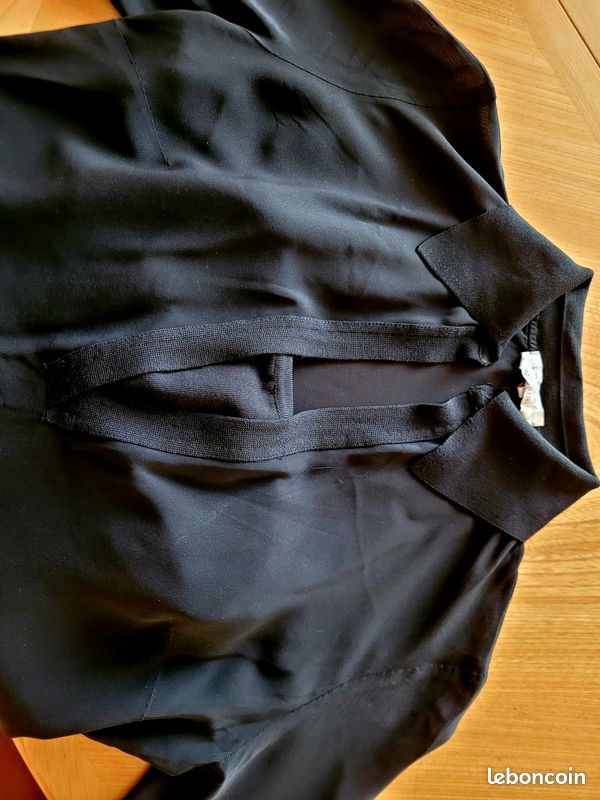 Chemisier vintage en crêpe noire T 42 italien - iBlues (image 6)