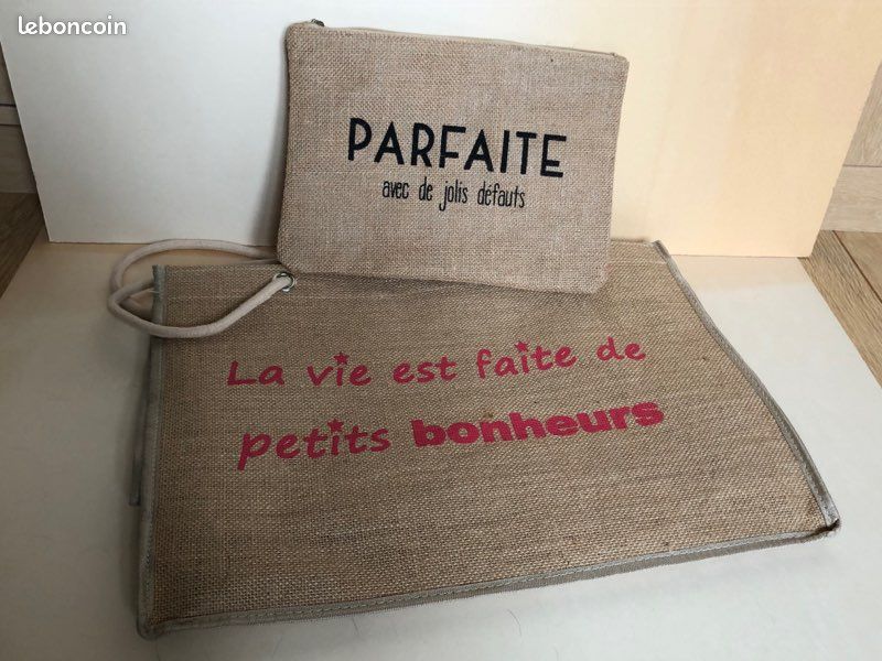 Cabas et sa trousse neuf toile de jute plastifiée (image 4)