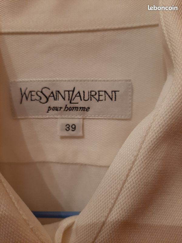 Chemise blanche taille 39authentique coton Yves Saint Laurent YSL St Laurent boutons manchette (image 2)