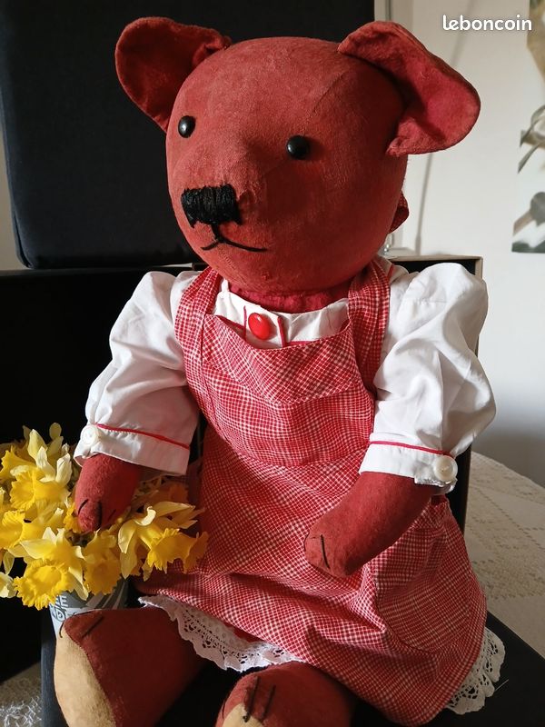 ANCIEN OURS en PELUCHE vers 1940, JOUET ANCIEN un peu usé