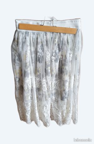 Jupon Vintage En Dentelle Taille élastique 40/42/44 - Longueur 65cm, Neuf Avec Imperfections