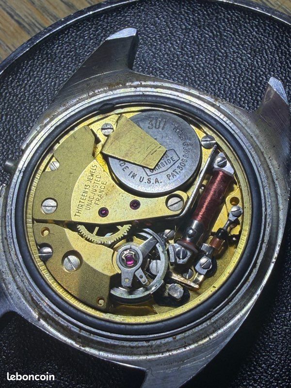 VINTAGE CADRAN ORIGINE Montre Lip Gris Index Blanc Peint