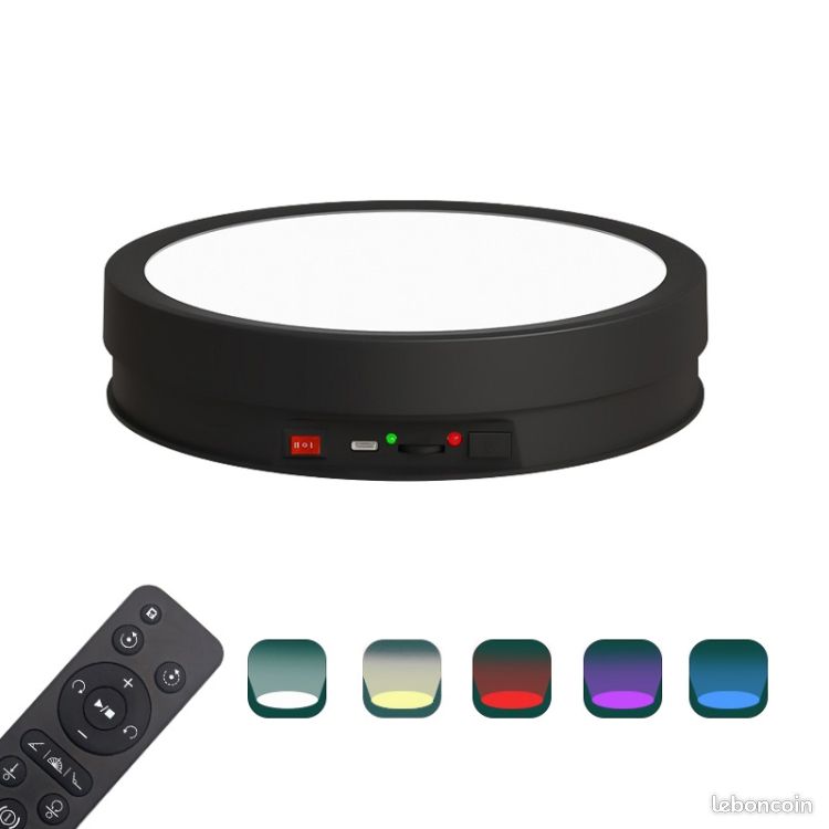 YWNYT Présentoir Rotatif à LED - Base Lumineuse Avec Rotation Et 8 Modes Pour Cristaux Et Objets De Collection