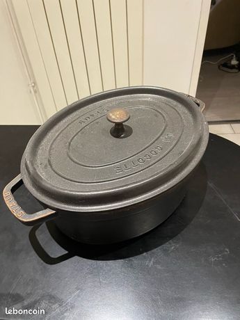 Cocotte Ovale Baumalu 29 Cm En Fonte émaillée Grise - Fabriquée En France