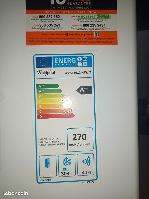 Congelateur armoire WHIRLPOOL 303L (image 1)