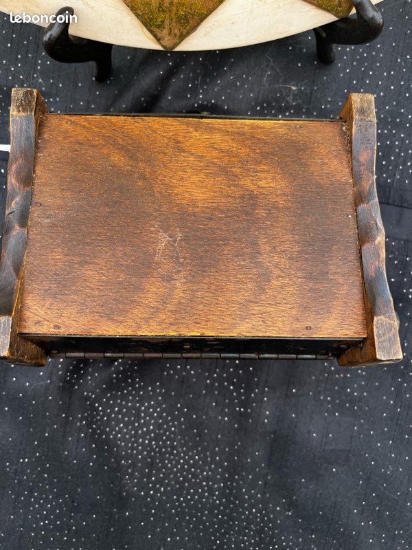Ancienne boîte coffre médiéval métal et bois vintage déco rangement (image 8)