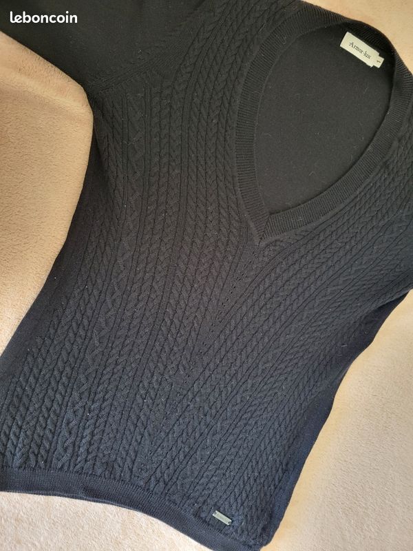 Élégant pull noir fin en laine Armor Lux (image 3)