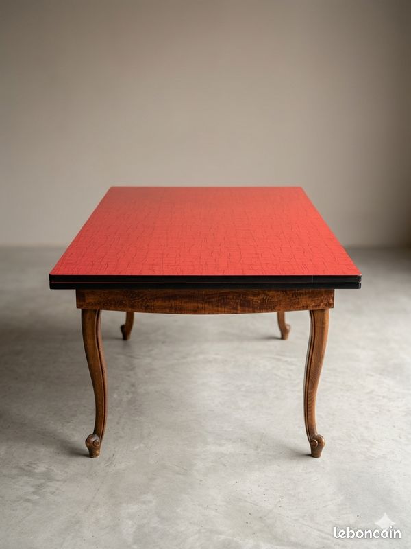 Table Vintage extensible - Formica Rouge & bois - XXL ( jusqu'à 275cm ) (image 2)