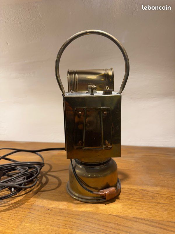 Ancienne lanterne de train électrifiée en laiton lampe vintage décoration industrielle (image 3)