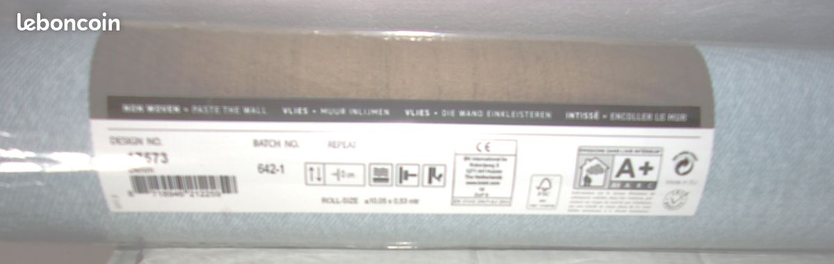 Rouleau de papier peint uni bleu grisé WALLCOVERINGS (image 3)