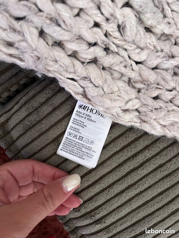 Plaide en grosse maille beige H&M (image 2)