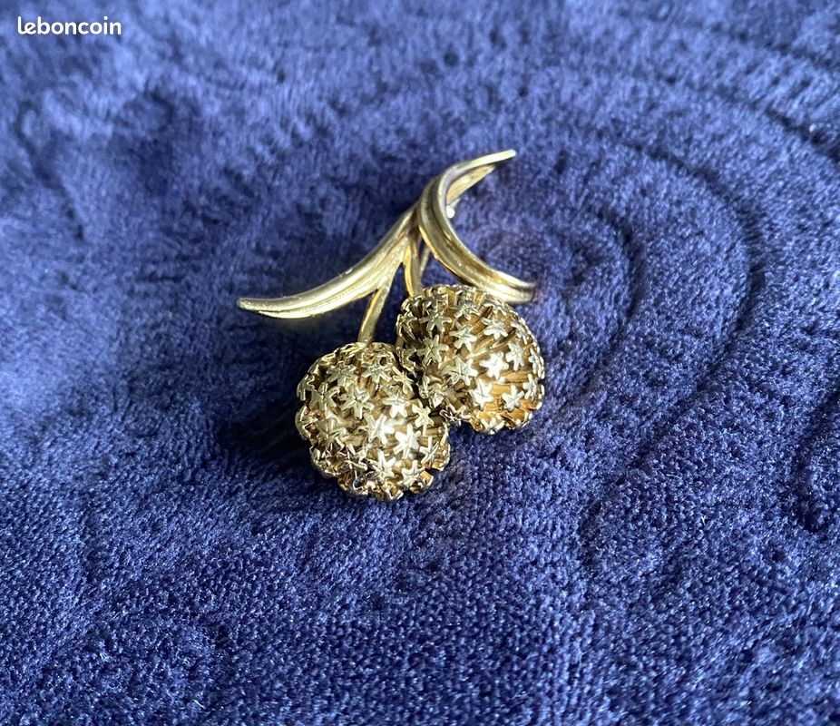 Broche Fantaisie Vintage P & M Paris - Plaquée Or - Fleur Stylisée Et Perle
