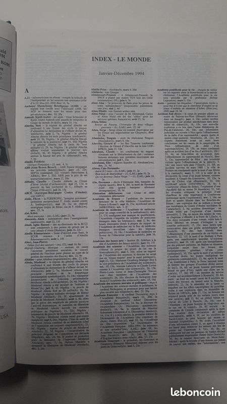 Livre revue index le Monde 1994 - research publications (image 4)