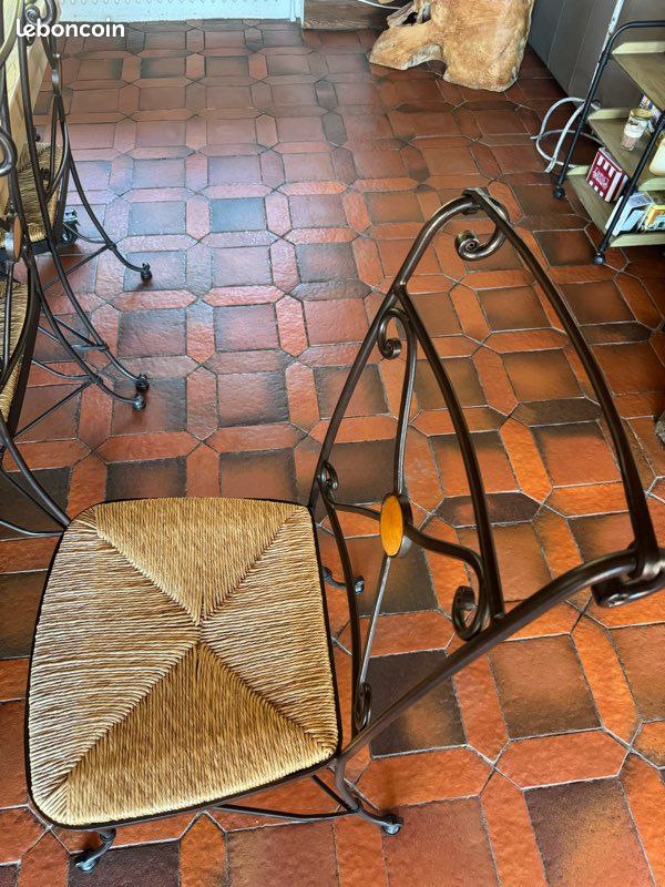 Chaise fer forgé et paille neuve (image 6)