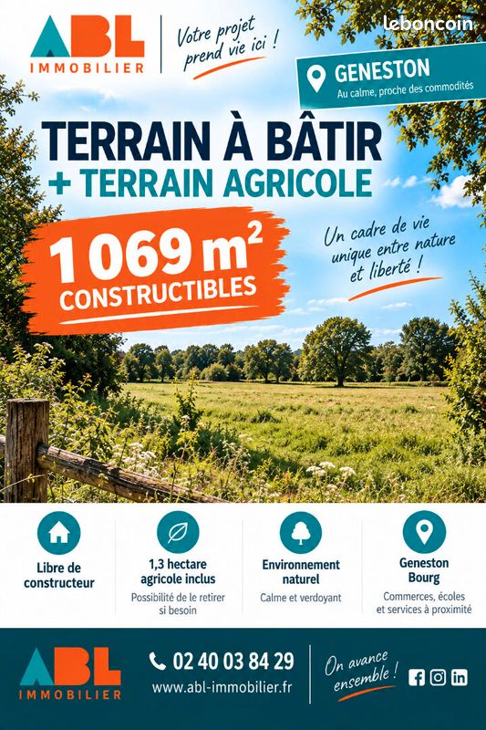 Terrain 1068 m² · à Geneston · 1 068 m² · 188 000 €
