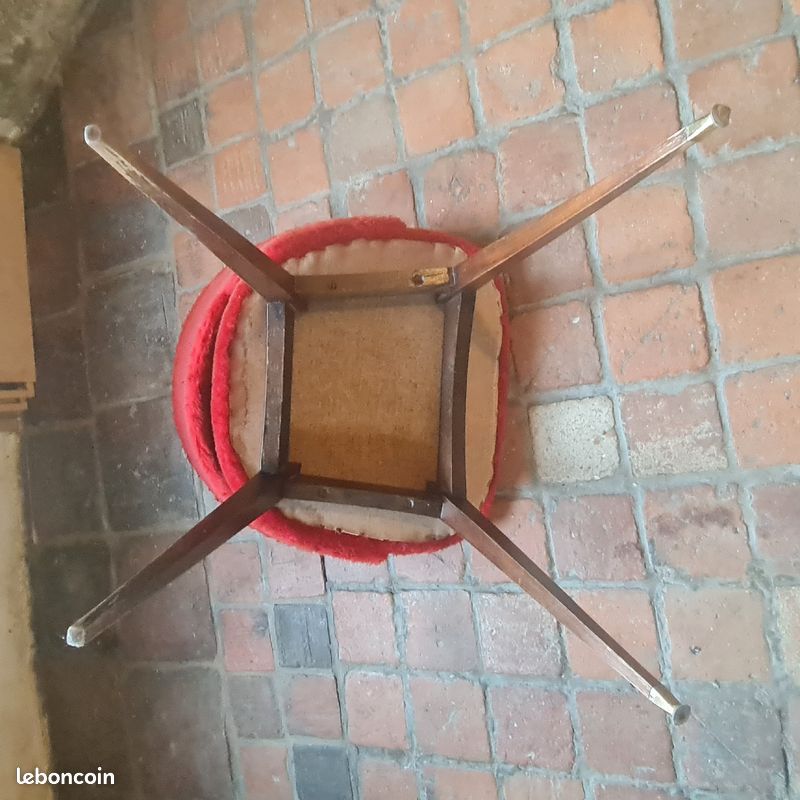 Chaise fauteuil tonneau BAUMANN vintage 60's moumoute rouge (image 5)