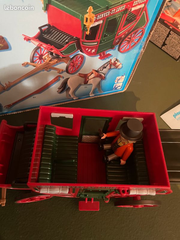 PLAYMOBIL VINTAGE WESTERN diligence cocher voyageurs set 3803 de 1994 / boîte EUR 65,00 - FR