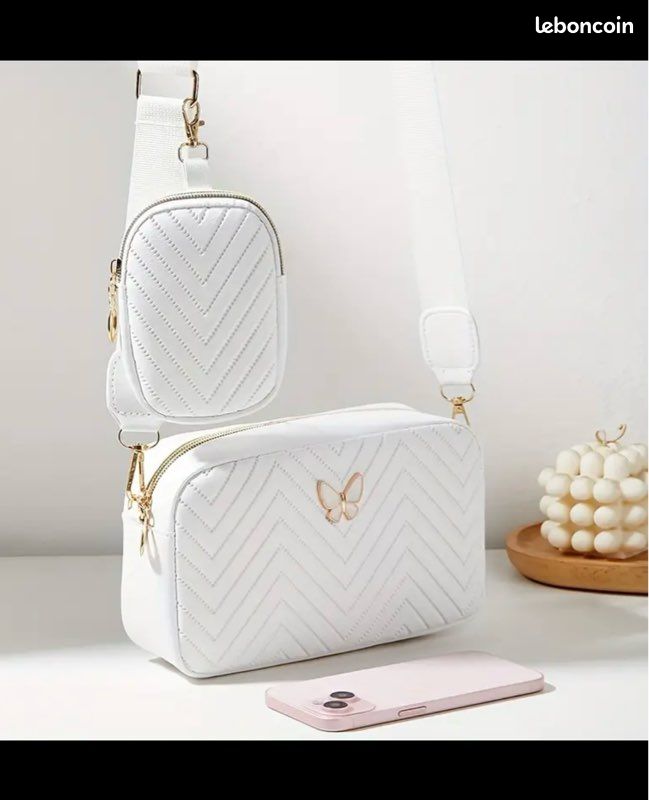 Sac Bandoulière Carré Matelassé Blanc (image 1)