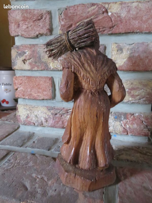 VINTAGE - Figurine fagotiére en bois sculpté à la main - art populaire (Sic -France années 1970) (image 3)