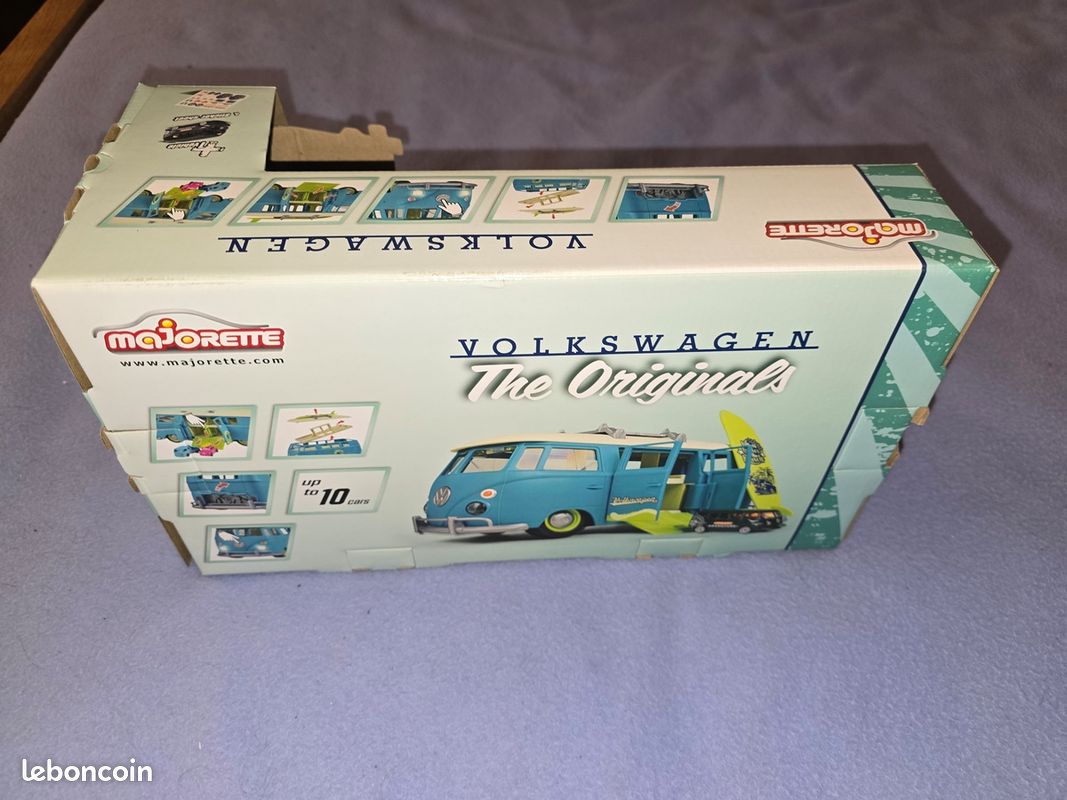 Coffret Carry Case Majorette miniature grosse voiture Volkswagen T1 Combi bleu avec 3 miniatures VW - Neuf (image 2)