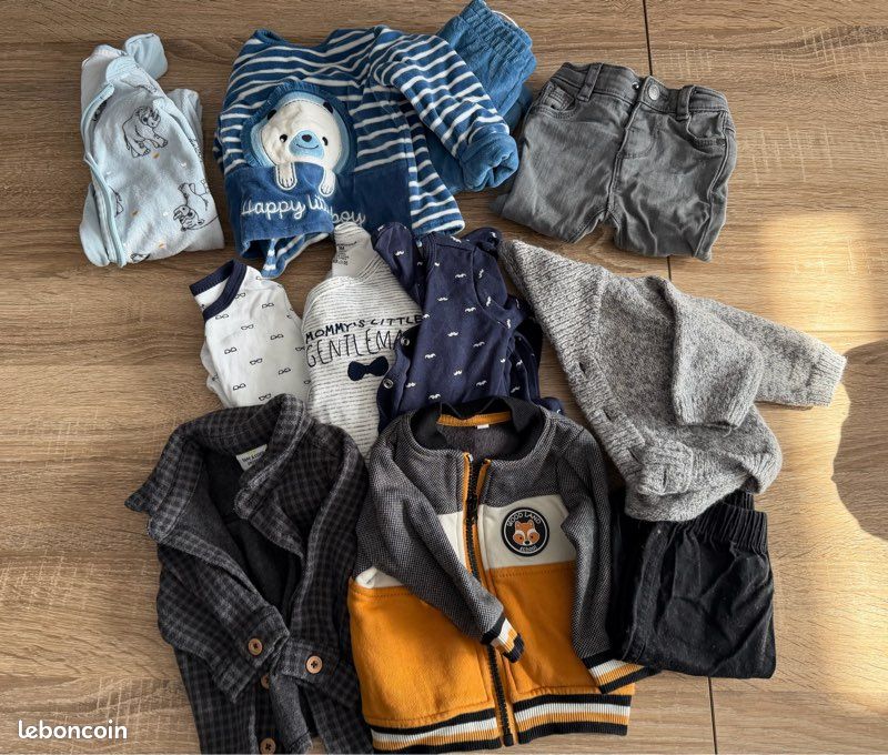 Lot De Vêtements Garçon 0-3 Mois - 19 Pièces - Occasion Très Bon état - Parfait Pour Nouveau-né