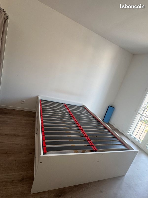 Vend lit + sommier 140x190 avec rangements (image 4)