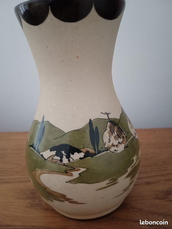 Beau Vase En Céramique Basque Signé Gaïtaud.R Grès D’art Danseuse (image 2)