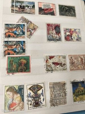 Lot anciens timbres oblitérés France arts, peinture, patrimoine, années 60-70 (image 1)