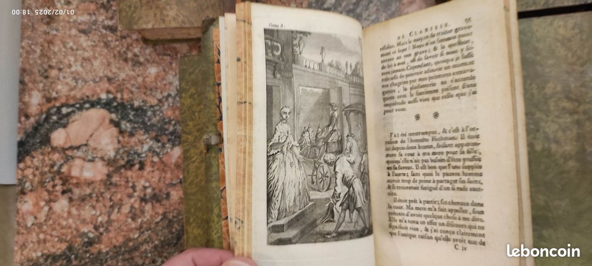 Lettres angloises, ou Histoire de Miss Clarisse Harlove. Nouvelle édition, augmentée de l'Eloge de Richardson, des lettres posthules & du testament de Clarisse.(Complet, 14 volumes reliés 7 tomes). (image 18)