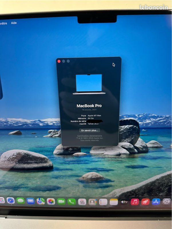 MacBook Pro 16" M1 Max - 64Go/4To - Neuf Scellé AZERTY - Garantie 2 Ans