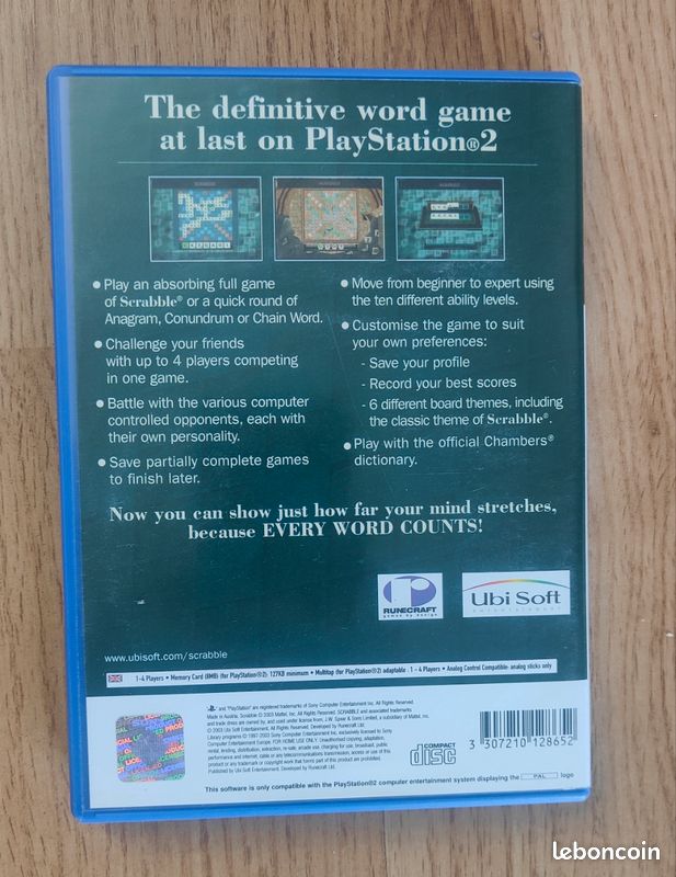 Jeu PS1 Scrabble Version Française - Très Bon état - Complèt Avec Boîte Et Instructions