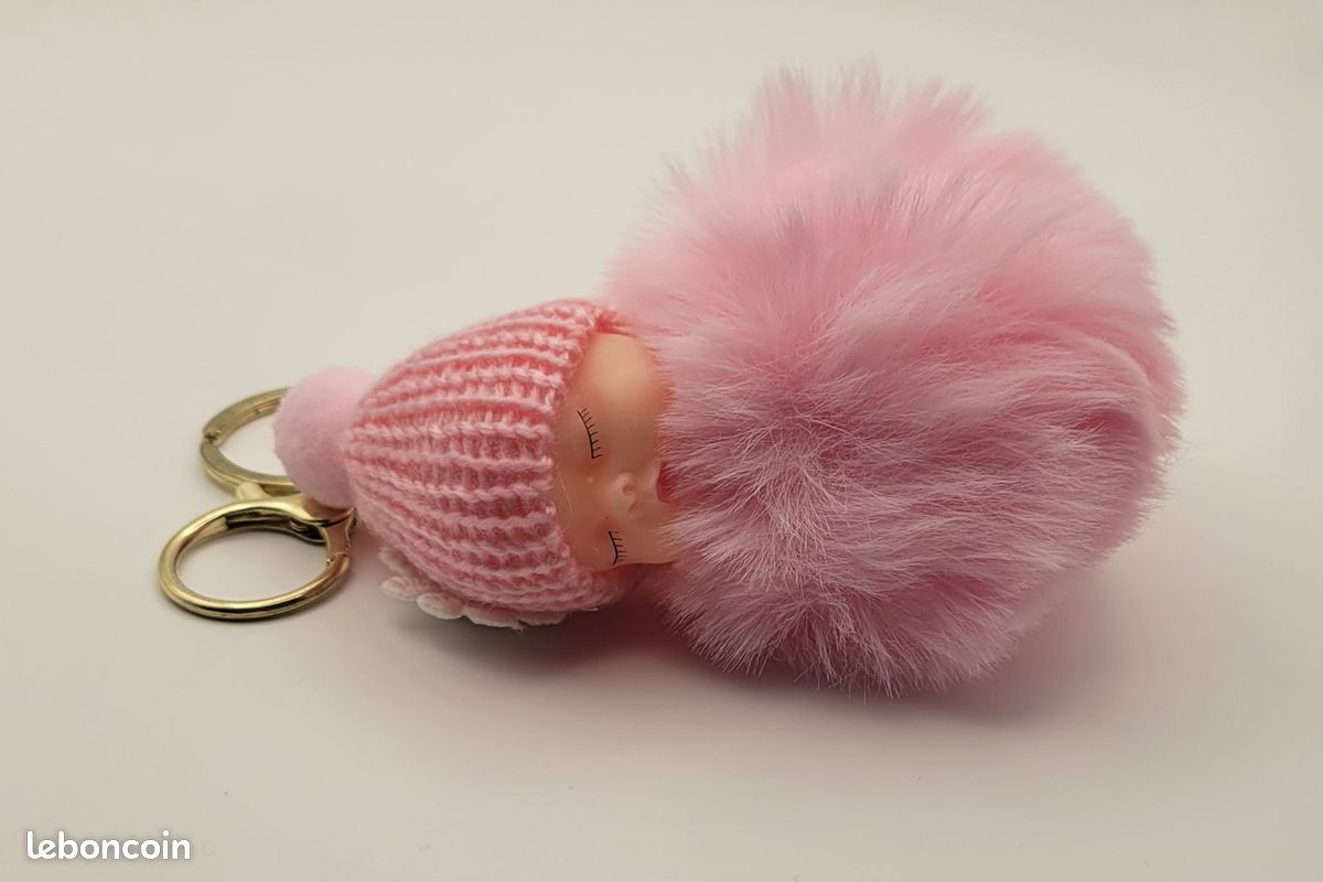 Porte-clés / Bijou De Sac – Quartz Rose Et Cubes Fantaisie – Fillette