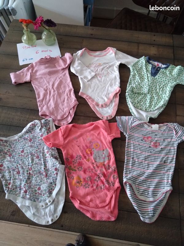 Lot de 6 bodies bébé fille 6 mois bb03 (image 1)