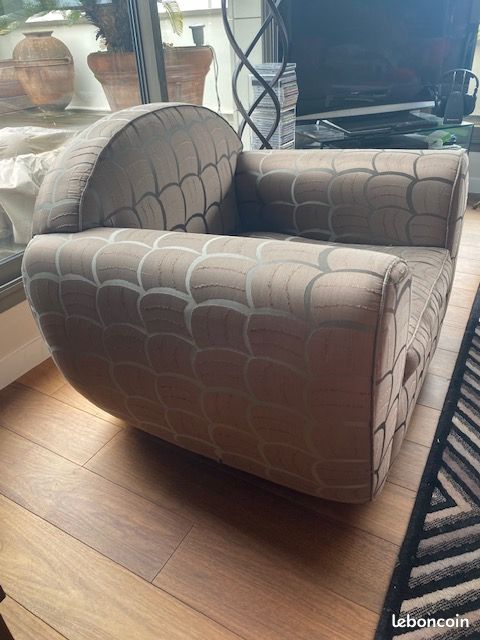 Fauteuil Club tissu RUBELLI années 80 (image 2)