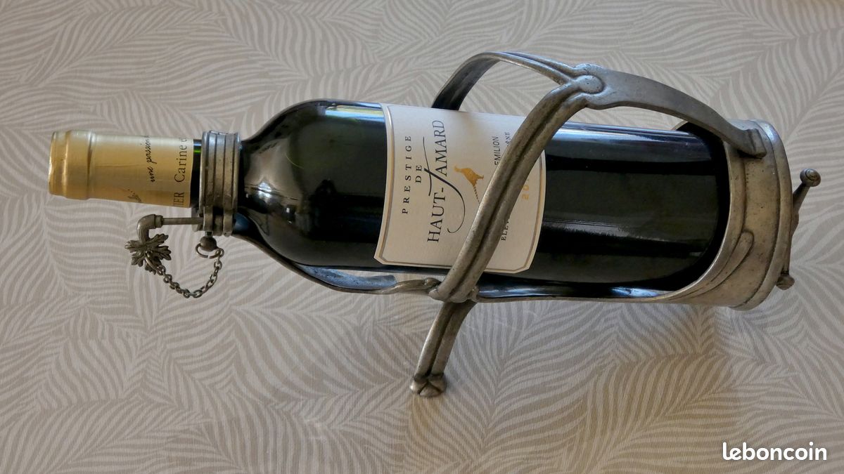Etain et Prestige - Panier verseur à vin en étain brillant avec ressort