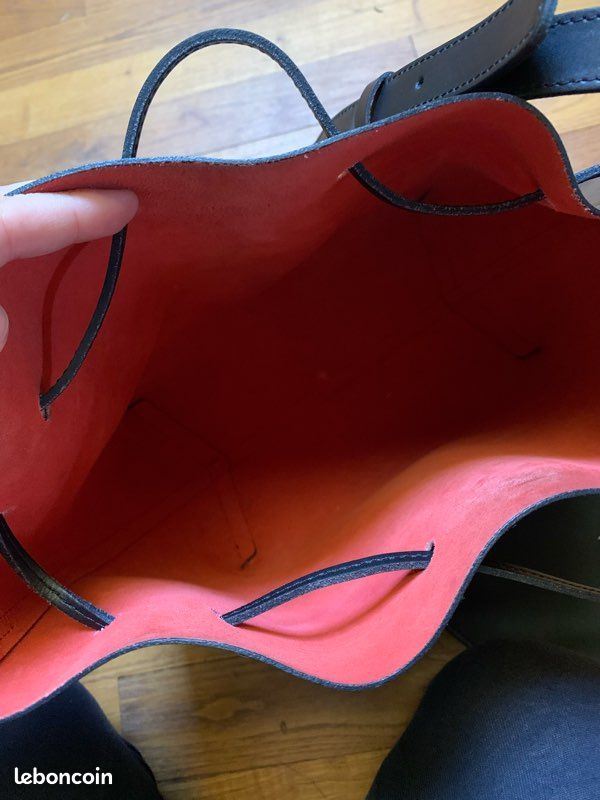 Leather Sac Seau Lancaster Noir Interieur Rouge 423-39 Grand Sac