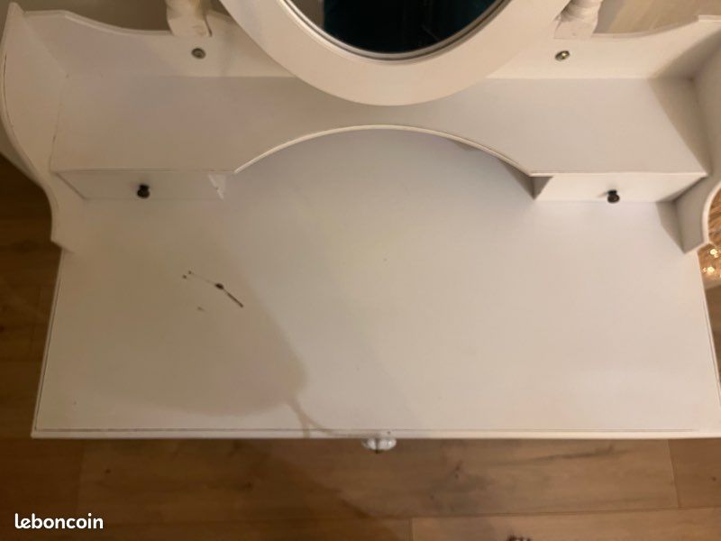 Jolie Coiffeuse blanche et son tabouret (image 4)