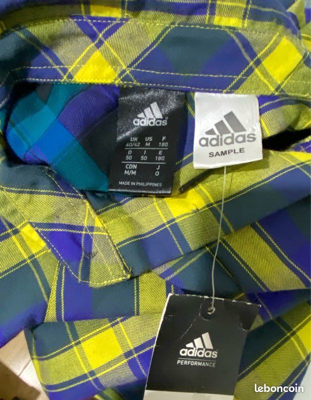 Chemise Manches Courtes Structure Homme XL – Coton, Motif Plaid Bleu Et Jaune, Vintage 90s