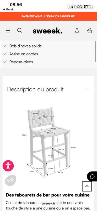 Îlot central Sweeek + 2 tabourets – Parfait état (image 9)