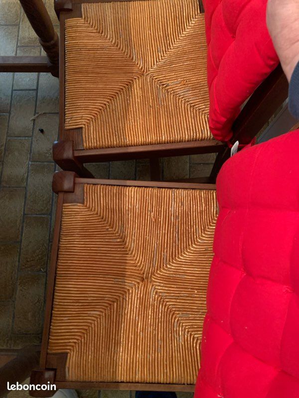 Ensemble table de cuisine rustique + 4 chaises paillées (image 3)