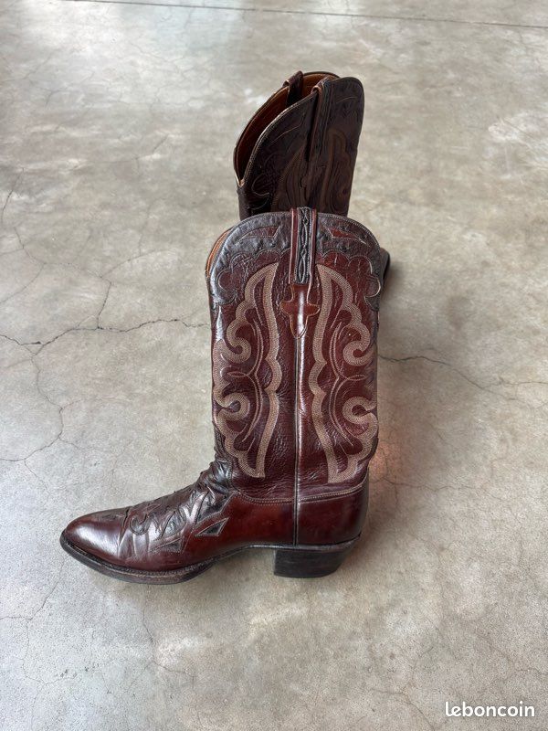 Bottes Cowboy Homme Abilene - Taille 8.5D, Peau D'anguille Noire, Fabriqué USA