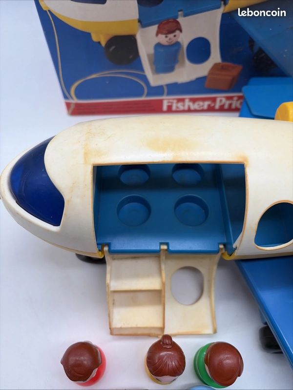 Avion Fisher-Price Vintage Boîte Personnages Little People Aile Réparable (image 4)