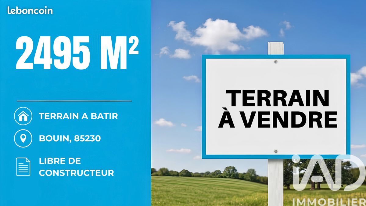 Terrain 2495 m² · à Bouin · 2 495 m² · 80 300 €