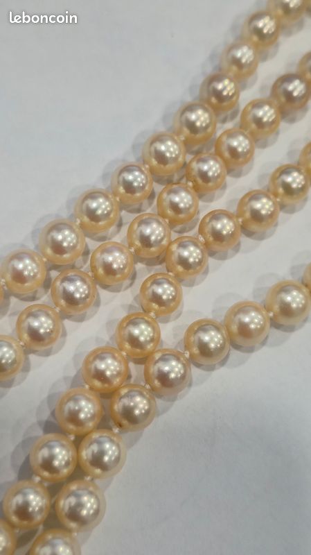 Collier Lancôme En Perles De Culture Grenat - Fermoir Or Poinçonné Tête - Occasion