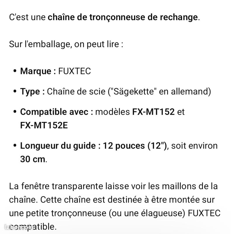 Chaine de tronçonneuse de rechange (image 3)
