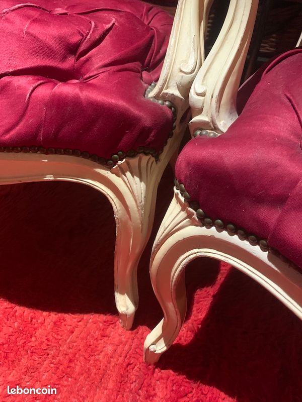 Paire de fauteuils Bergère rouge bordeaux (image 1)
