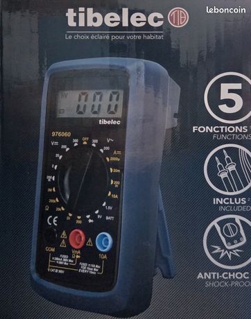 Multimètre Numérique Tibelec 976130 - 5 Fonctions - 250V Max - Noir - Occasion Bon État
