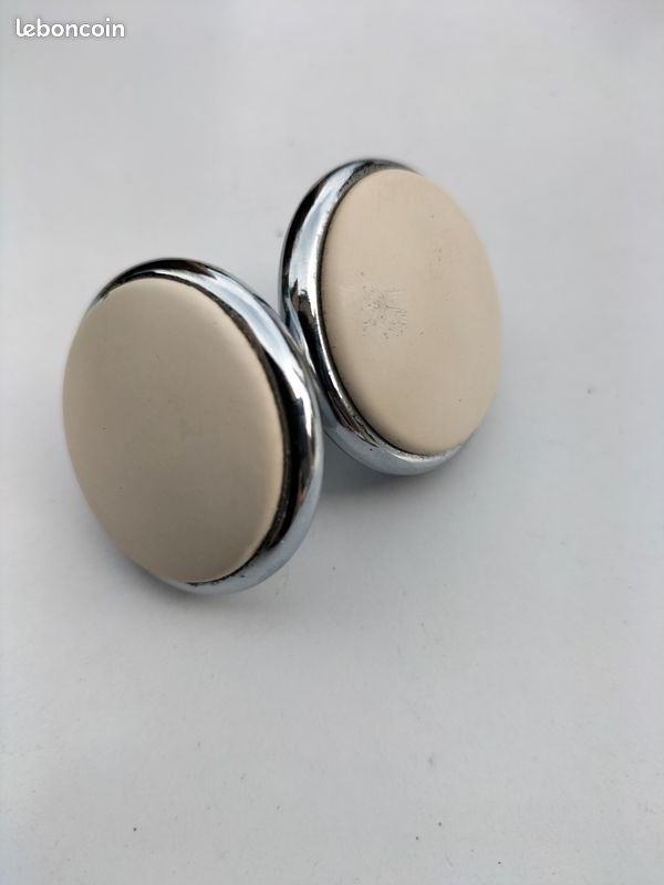 Poignées/boutons de meubles lots de 2 en acier chromé lourd couleur beige crème (image 1)