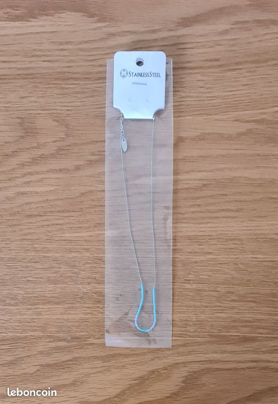 Collier acier inoxydable perles Miyuki bleues mauves et vertes (image 3)