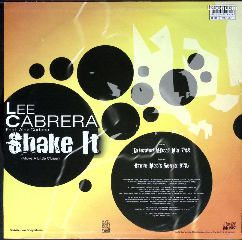 Lee Cabrera feat Alex Cartana - shake it - breakbeat - 2003 - Maxi 45 (image 2)